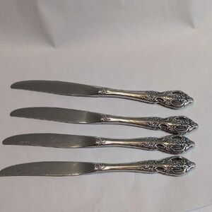 Ornate Stainless Modern Hollow Oneida Dinner Knives - Set of 4